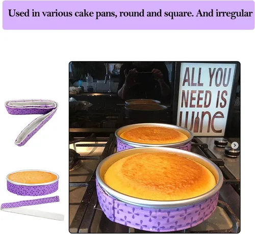 Vista 4 de 2 tiras para pasteles para hornear uniformemente, tiras de humedecer para tartas, incluso para hornear pasteles, tiras de algodón gruesas