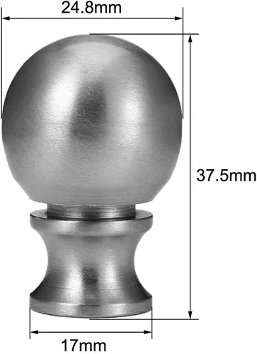 Vista 2 de Terminal de lámpara, 1-1/2 pulgadas de níquel cepillado de bola de metal pomo de la lámpara de la pantalla de la lámpara accesorios de decoración