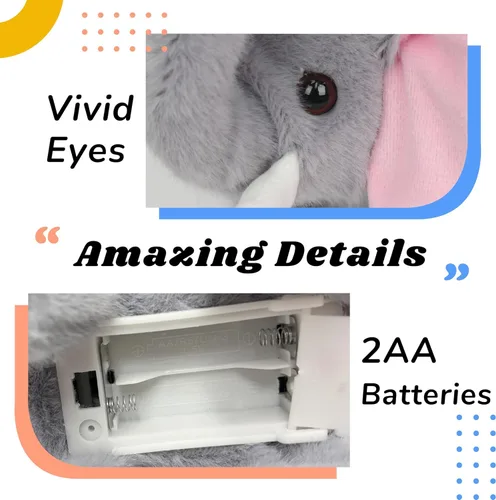 Vista 162 de Hopearl - Juguete de peluche electrónico interactivo de conejo con orejas LED, sonidos y movimientos; camina, se menea e ilumina las orejas, mueve