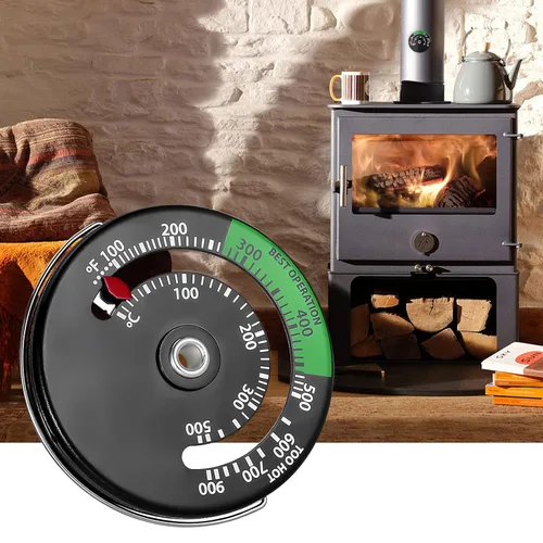 Vista 2 de Xiwei Termómetros magnéticos para estufa, termómetro de monitoreo de acero inoxidable, termómetros magnéticos para chimenea, temperatura del horno