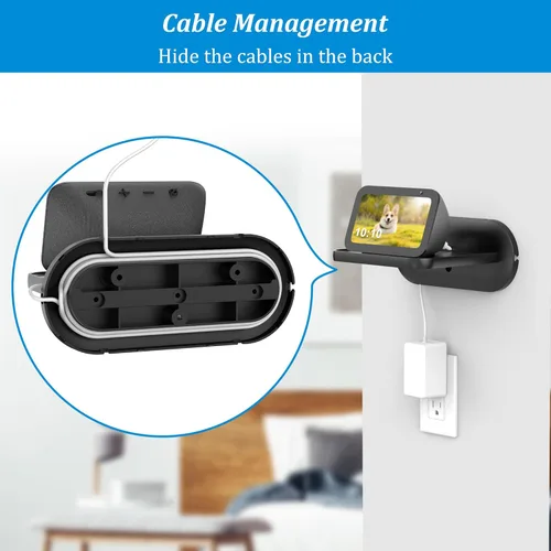 Vista 4 de PlusAcc Soporte de pared para Echo Show 5 - Soporte de gestión de cables para Echo Show 5 (3ª, 2ª y 1ª generación) y otros altavoces de menos de 15