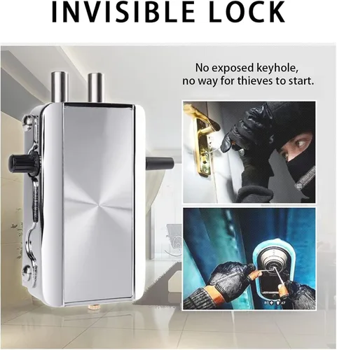 Vista 8 de Cerradura de puerta inteligente con huellas dactilares con asa, cerraduras biométricas de puerta con 2 llaves mecánicas y 2 tarjetas IC