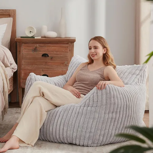 Vista 11 de Achicsofar Puf gigante para adultos y adolescentes, sofá grande con relleno, cómodo puf mullido con reposabrazos para dormitorio, sala de estar