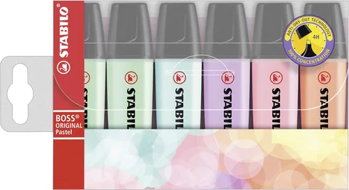 Resaltador STABILO BOSS ORIGINAL Pastel - Paquete de 6-5 colores surtidos, 2 x verde menta
