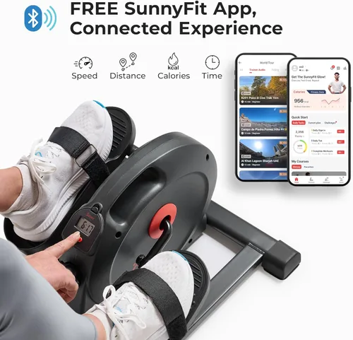 Vista 3 de Sunny Health & Fitness Under Desk Pedal Elliptical Machine, Adjustable Resistance Leg Exerciser Office Home Workout While Sitting for Seniors