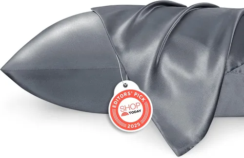 Vista 52 de Bedsure Paquete de 2 fundas de almohada de satén similares a las fundas de almohada de seda tamaño estándar, funda de almohada para mujeres que