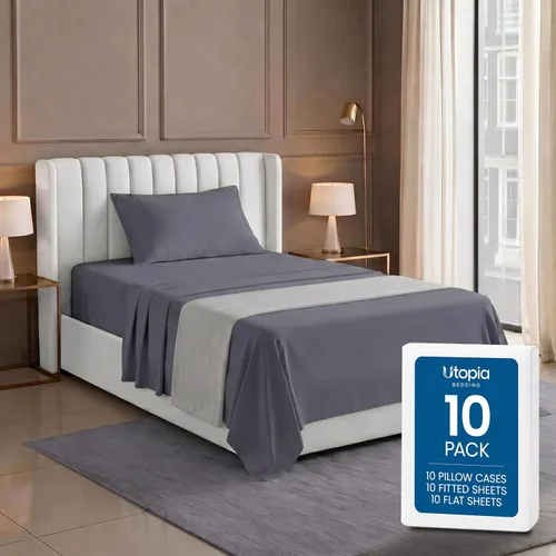 Vista 13 de Utopia Bedding Juego de sábanas de tamaño King, paquete a granel de 8 sábanas, microfibra suave cepillada, bolsillos profundos, resistente al