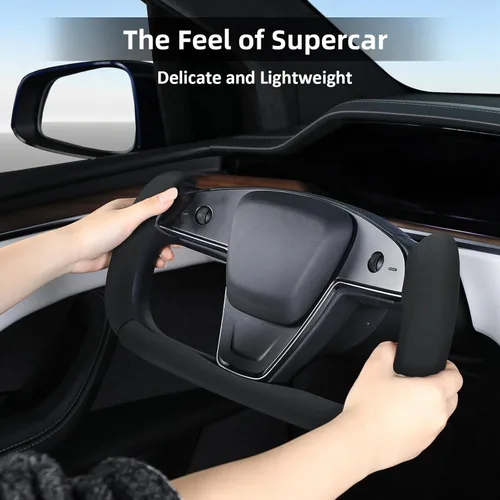 Vista 5 de Funda para volante para Tesla Yoke personalizada para Tesla Model S 2021-presente/modelo X 2021-presente/modelo X 2021, accesorios actuales, Negro