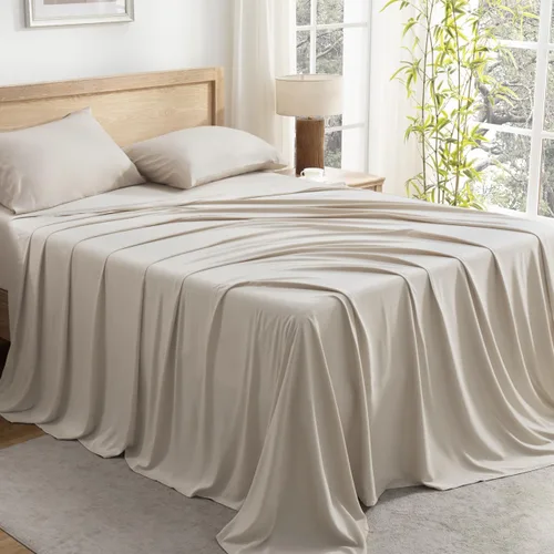 Vista 10 de Andency - Juego de sábanas de tamaño completo, 100% viscosa derivada del bambú, sábanas refrescantes, bolsillo profundo de hasta 16 pulgadas
