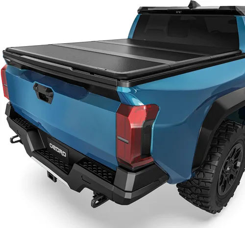Vista 25 de oEdRo - Cubierta suave de tres pliegues para plataforma de camioneta, compatible con Toyota Tacoma 2005-2015 con plataforma Fleetside de 5 pies