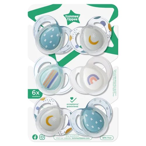 Vista 8 de Tommee Tippee Chupete Nocturno, 6-18 Meses, Chupete de Silicona Simétrico, Chupetes Libres de BPA, Tecnología que Brilla en la Oscuridad, Arcoíris