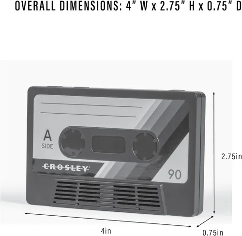 Vista 15 de Altavoz portátil inalámbrico Bluetooth de cinta de casete Crosley CR3045BK-CS, diseño clásico en negro Negro clásico