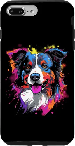 Vista 9 de Funda con diseño de salpicaduras de color arcoíris retro para iPhone 15 Border Collie