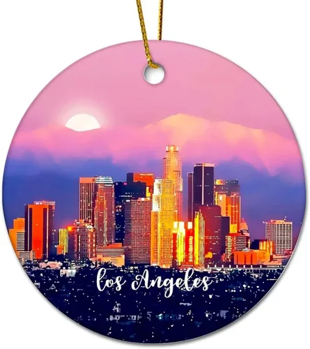 Vista 17 de Hawaii City Scene Building Cityscape Natural Landscape Decorative Ceramic Christmas Ornament for Xmas Tree Hanging Keepsake Holiday Ornaments