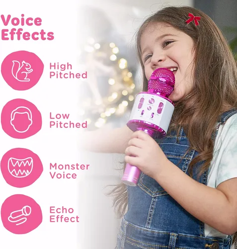 Vista 4 de Move2Play, Micrófono de karaoke para niños, incluye canciones precargadas y Bluetooth, regalo de fiesta de cumpleaños para niños, juguete para niñas