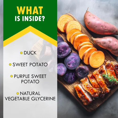 Vista 4 de Beloved Pets Golosinas para perros de batata y masticables saludables de pato de 10.6 onzas – Snacks para cachorros y huesos blandos para razas