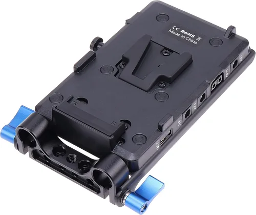 Vista 2 de Placa de fuente de alimentación de batería de montaje en V V-Lock D-tap con sistema de abrazadera de varilla de 0.591 in para cámara DSLR