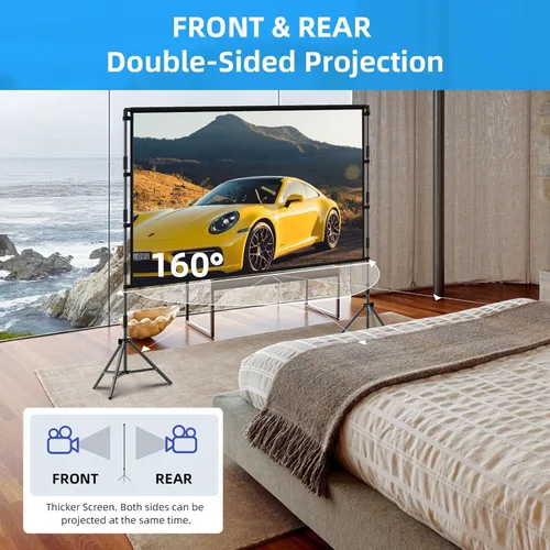 Vista 8 de TOWOND Pantalla de proyector con soporte, pantalla de proyector para exteriores de 84 pulgadas, pantalla de proyección portátil para interiores