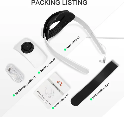 Vista 6 de BUSQUEDA Elite Strap with Dual Magnetic Battery Pack for MetaOculus Quest 2,Twin Replaceable Battery Combo 6000mAh x2 VR Power