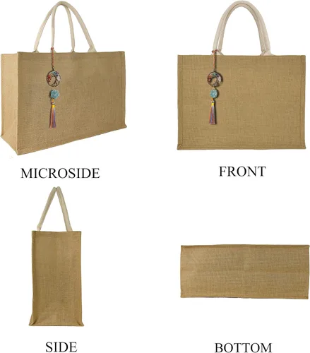 Vista 5 de Hibala - Bolsa de playa grande tejida, bolsa de playa hecha con paja, bolsa de hombro tejida a mano, bolsa con borlas