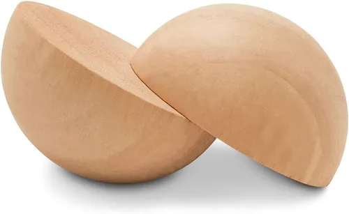 Vista 3 de Bolas de madera divididas de 3 pulgadas, paquete de 3 medias bolas de madera para manualidades y coronas de bricolaje, de Woodpeckers