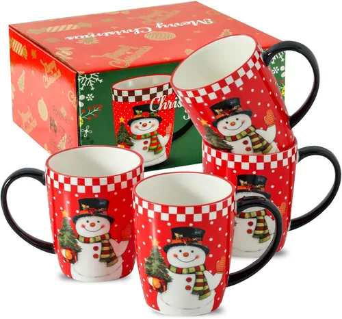 Vista 8 de Juego de tazas de café de cerámica grandes - 15 oz tazas de café con mango de porcelana, juego de 4 con mango, perfectas para capuchino, té, moca