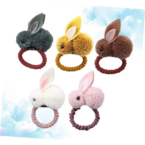 Vista 4 de FRCOLOR 2 piezas de anillos elásticos para el cabello para niños, coletas para coleta de caballo para niñas, estilo conejo para niños pequeños