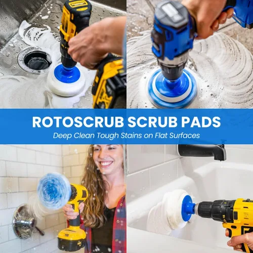 Vista 4 de RotoScrub Almohadillas de Fregado para Limpieza de Baño + Cepillo de Fregado con Motor de Taladro Kit Combinado de Accesorios