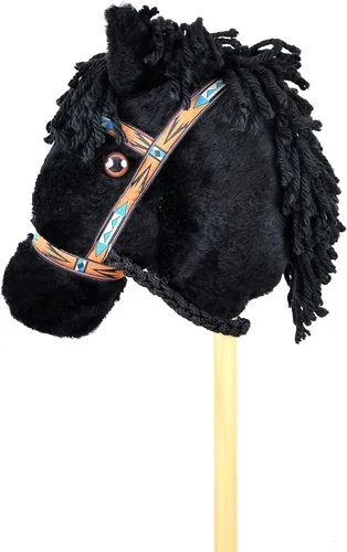 Vista 3 de Prairie Ponies Stick Horse - Hobby Horse - Stick Pony (Buckskin with Gold Cowboy Halter)