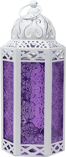 Vista 94 de VELA LANTERNS Farol portavelas decorativo, marroquí, gótico, morado, de 10.5 pulgadas, para mesa o colgar, decoración de Ramadán, decoración