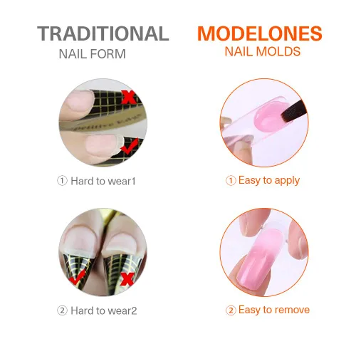 Vista 6 de MODELONES Gel de extensión de poli con forma de uñas duales, 120 unidades, uñas de ataúd transparentes, puntas de uñas de bailarina