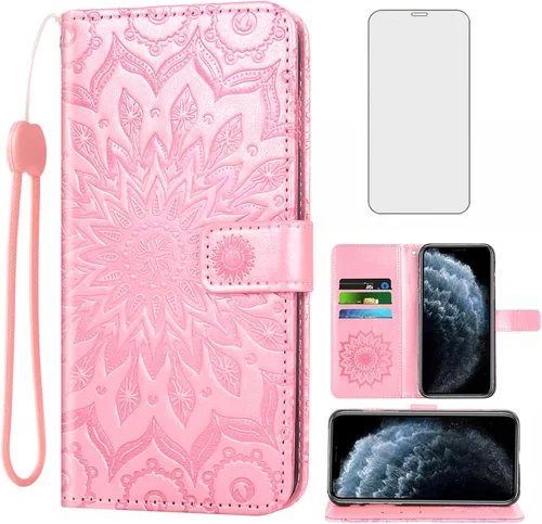 Vista 9 de Asuwish Funda de teléfono para iPhone 11 Pro Max 6.5 con protector de pantalla de vidrio templado y funda de cuero con tapa para tarjetero Azul