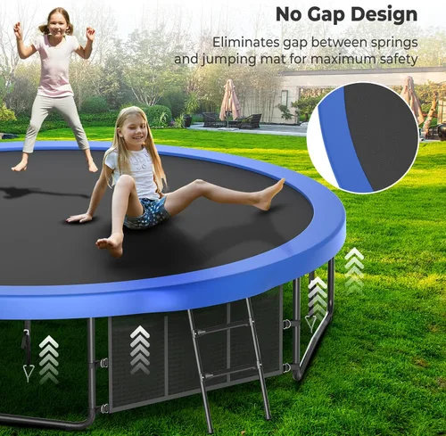 Vista 6 de Lyromix - Cama elástica de 12, 14, 15 y 16 pies al aire libre con aro de baloncesto, cama elástica con luces para niños y adultos, cama elástica