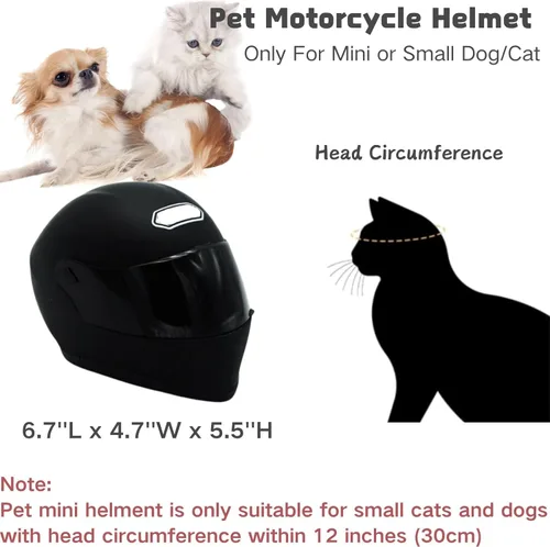 Vista 2 de Casco de motocicleta para mascotas para gato/perro, cara completa, al aire libre, negro