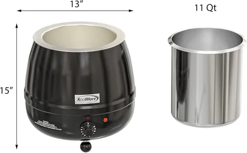 Vista 8 de KoolMore Calentador de sopa comercial con tapa con bisagras e inserto de olla extraíble para bufé, restaurante, fiesta, evento y catering, grande