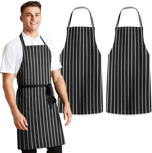 Vista 22 de Avalon Kitchen Aprons for Men - 100% Polyester Chef Apron Women with Extra Long Ties - Cooking Aprons for Women & Mens Apron