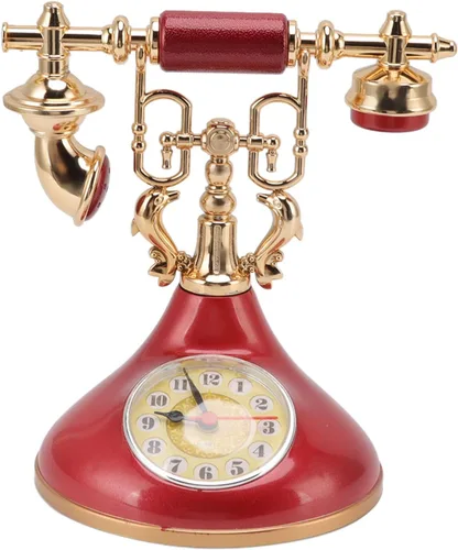 Asixxsix Reloj de teléfono retro, único y elegante reloj despertador de teléfono vintage, funciona con pilas, antiguo diseño de teléfono, reloj de