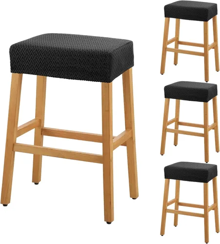Vista 14 de YISUN Fundas de taburete rectangulares, paquete de 2 fundas elásticas impermeables para asiento de silla de montar, taburetes de bar, sillas de bar