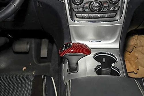 Vista 3 de Nicebee Cubierta decorativa de ABS para palanca de cambios interior de automóvil para Jeep Grand Cherokee 2014 2015 (grano de fibra de carbono rojo)