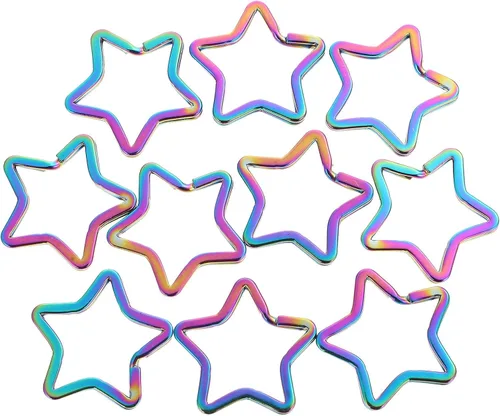 VICASKY 10 llaveros artesanales únicos con forma de automóvil, mosquetones, anillo de organización para llavero de arco iris, accesorios de color,