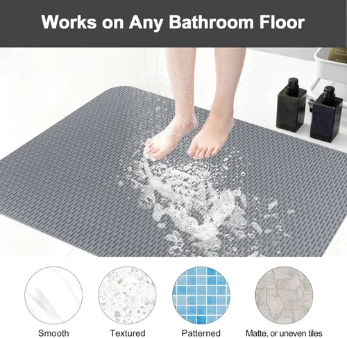 Vista 5 de Alfombrilla de ducha antideslizante: 35 x 24 pulgadas, extra grande para ducha interior, tapetes de ducha antideslizantes de PVC recortables, sin