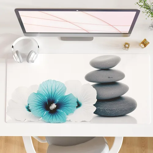 Vista 38 de QIYI - Alfombrilla grande para mouse, linda alfombrilla de escritorio rosa para computadora, alfombrilla de escritorio de piel sintética impermeable