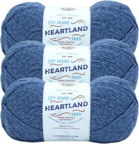 Vista 83 de Lion Brand Yarn Heartland Yarn - Hilo multicolor para tejer, tejer y tejer, paquete de 3, color congaree