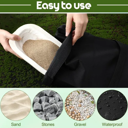 Vista 3 de Paquete de 5 bolsas de arena con peso de base de paraguas de 275 libras, bolsas de arena para peso resistente a la intemperie, rellenables