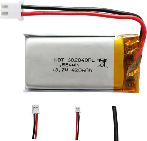 Vista 16 de Batería de polímero de litio KBT 3.7V 400mAh: 303040 Reemplazo de baterías de iones de litio recargables con conector JST 2.0 para grabadora