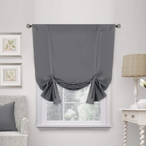 H.VERSAILTEX - Cortina opaca con ojales, aislante térmica, panel de bolsillo para varilla, cortina corta para baño, cortina con lazo para ventana
