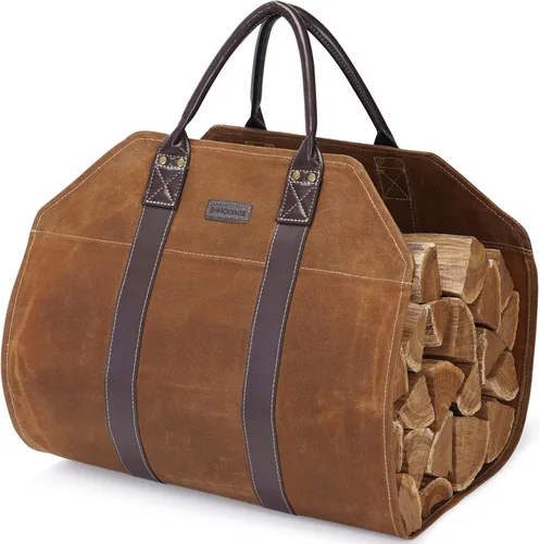 INNO STAGE Bolsa Transportadora de Troncos de Lona, Bolsa Tipo Tote de Madera Duradera, Accesorios para Chimenea y Estufa, Portaleña Extra Grande