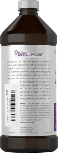 Vista 3 de Horbäach Suplemento líquido de ácido hialurónico 100 mg 16 oz Sabor mixto de bayas Fórmula sin OMG y sin gluten