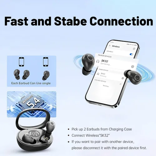 Vista 3 de Mini Invisible Sleep Wireless Bluetooth Headphones,Mini Invisible Silicone Sleep Earbuds for Side Sleepers,Invisible Headphones, Bluetooth Headset