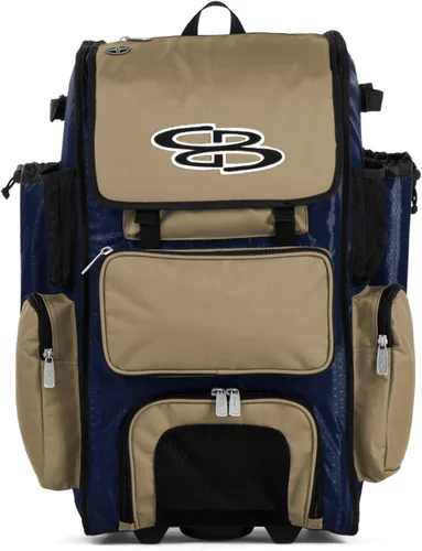 Vista 60 de Boombah Rolling Superpack - Bolsa para equipo de béisbol/sóftbol, varios colores, mango telescópico y capacidad para 4 murciélagos, versión con Negro